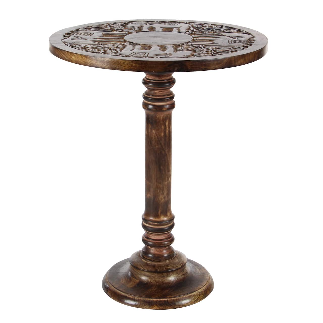 Brown Mango Wood Traditional Accent Table, 21" x 17" x 17"